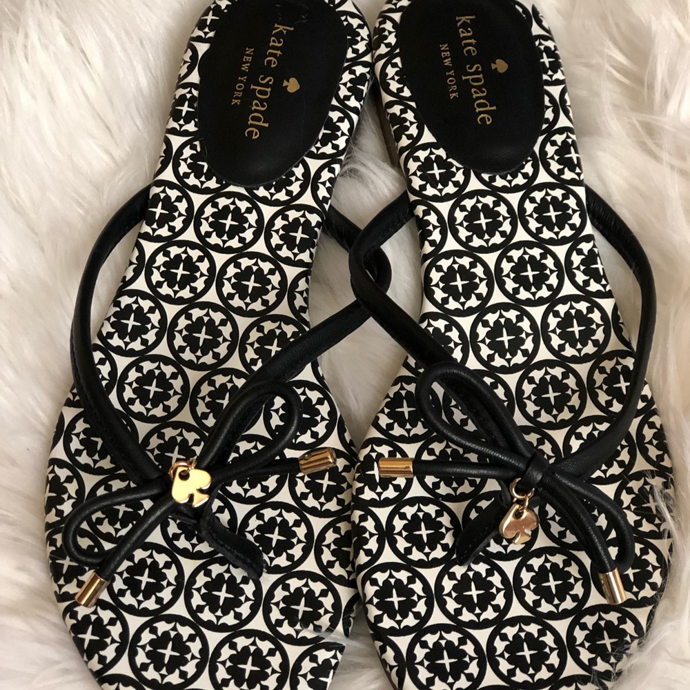 Kate Spade Black & White Thong Sandals